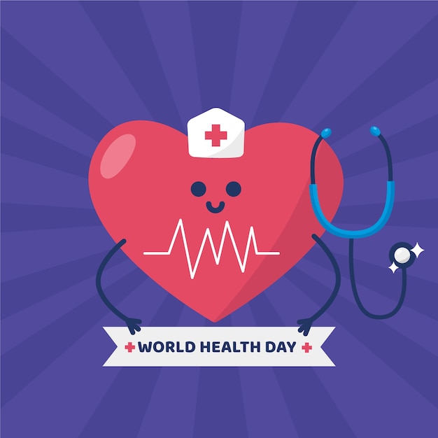 Wereldgezondheidsdag en hart verkleed als verpleegster