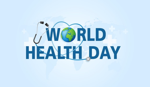 Wereldgezondheidsdag is een wereldwijde gezondheidsbewustzijnsdag die elk jaar op 7 april wordt gevierd gezondheidszorg medische wetenschap met icoon digitale technologie wereldconcept modern zakelijk vectorontwerp