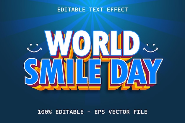 Wereldglimlachdag met bewerkbaar teksteffect in moderne gelaagde stijl