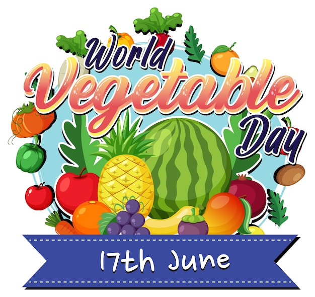 Wereldgroentedagbanner met groenten en fruit