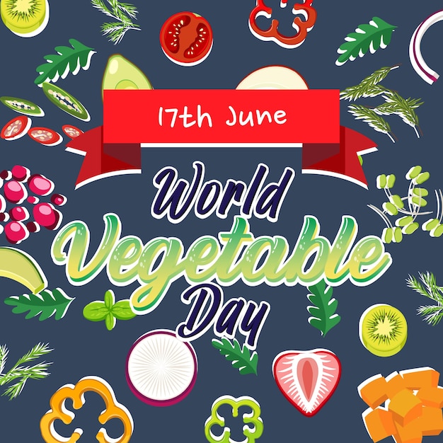 Wereldgroentendag poster met groenten en fruit