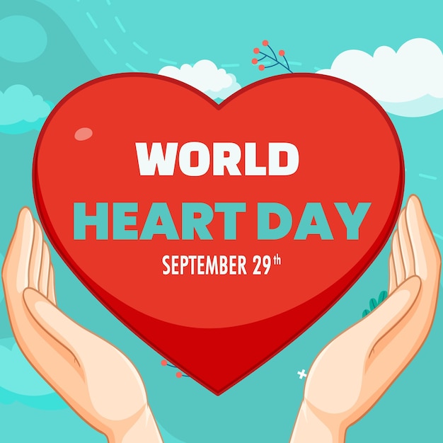Wereldhartdag Hartgezondheid poster sociale media sjabloon