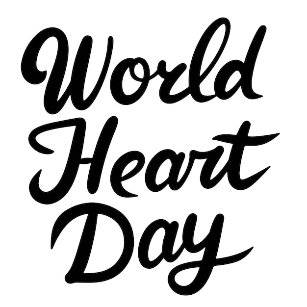 Wereldhartdag tekst lettering Handgetekende vectorkunst