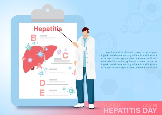 Wereldhepatitisdag-postercampagne in vlakke stijl en vectorontwerp