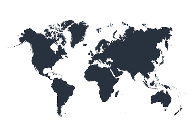 Wereldkaart geïsoleerd op een witte achtergrond Vectorillustratie