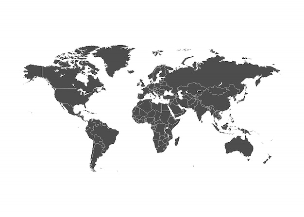 Vector wereldkaart illustratie met randen.