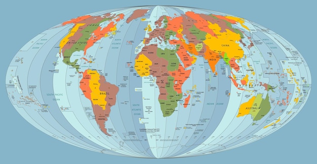 Wereldkaart Kaart van tijdzones