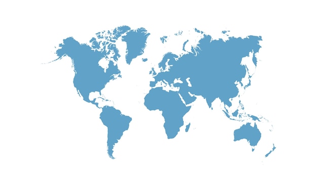 Wereldkaart op witte achtergrond Wereldkaartsjabloon met continenten Noord- en Zuid-Amerika Europa