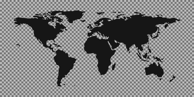 Wereldkaart vector pictogram op transparante achtergrond aarde illustratie