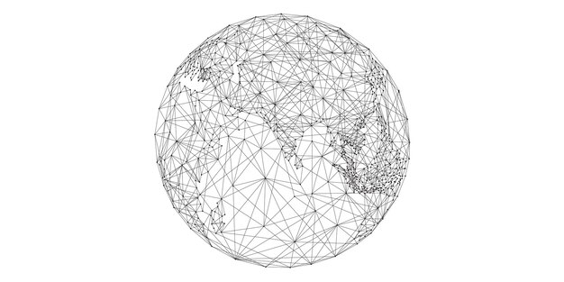 Wereldkaartpunt met lijn en compositie en representatief voor de wereldwijde of wereldwijde netwerkverbinding