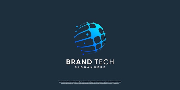 Wereldlogo met technologieconcept Premium Vector