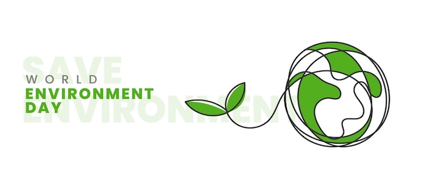 Wereldmilieudag Line Art Save Environment Banner