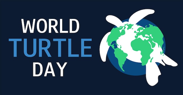 Wereldschildpad dag achtergrond 23 mei Save the ocean conceptVector illustratie van schildpad silhouet