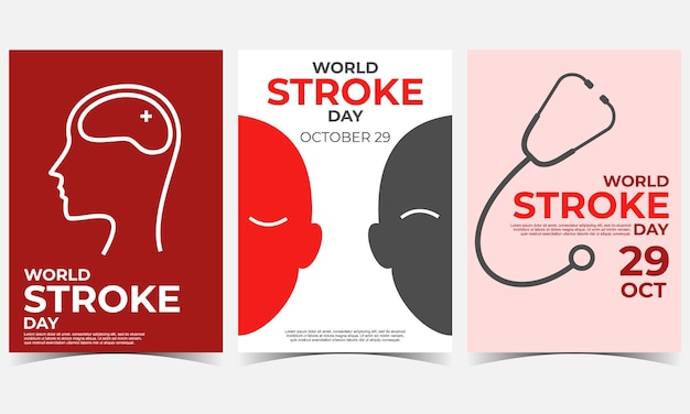 Wereldslagdag Set van 3 eenvoudige achtergrond Vectorillustratie vlakke stijl