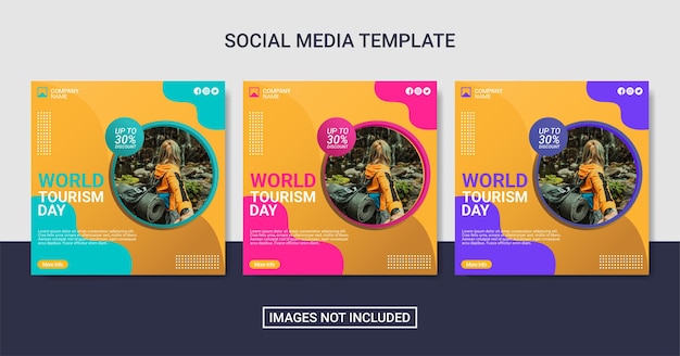 Wereldtoerisme dag social media postsjabloon