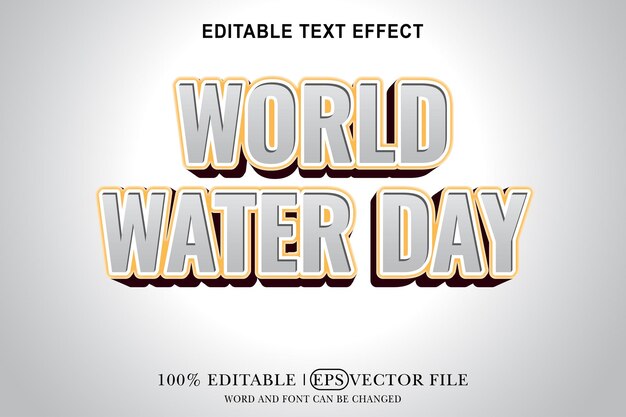 Wereldwaterdag 3d Text Effect Bewerkbare 3D Style eps vector