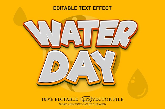 Wereldwaterdag 3d Text Effect Bewerkbare 3D Style eps vector