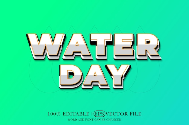Wereldwaterdag 3d Text Effect Bewerkbare 3D Style eps vector