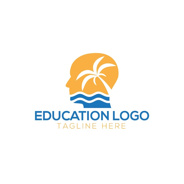 Wereldwijd leren logo-ontwerp met boek en hoed