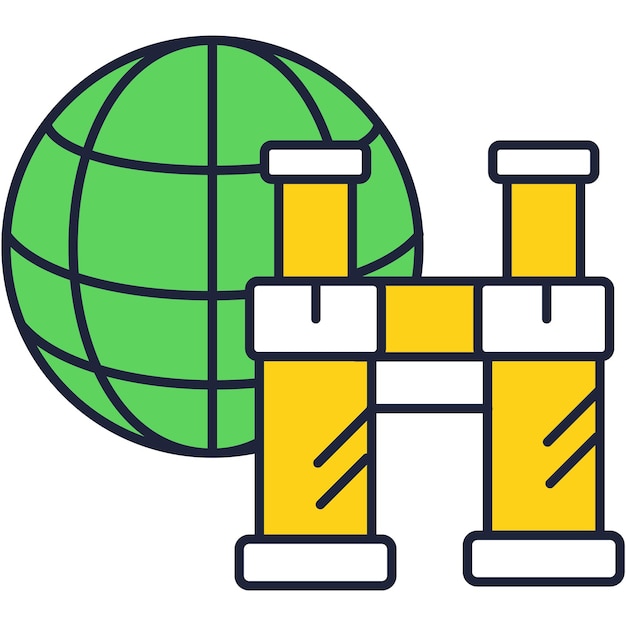 Wereldwijd onderzoek platte vector pictogram lijn ontwerp