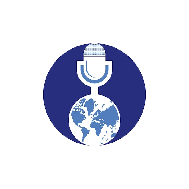 Wereldwijd podcast vector logo-ontwerp