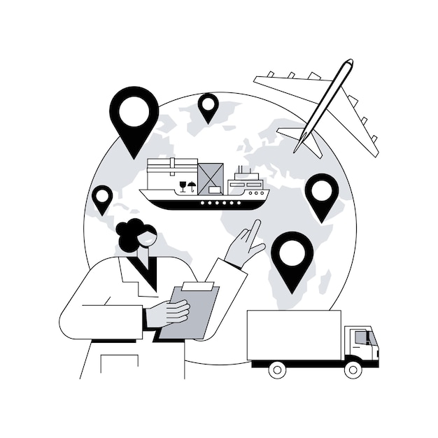 Wereldwijd transportsysteem abstract concept vectorillustratie