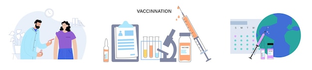 Wereldwijd vaccinatieconcept tegen coronavirus griep andere virussen infecties of ziekten