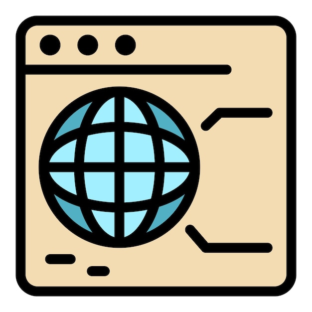 Wereldwijde browser icoon Outline wereldwijde browser vector icoon kleur vlak geïsoleerd