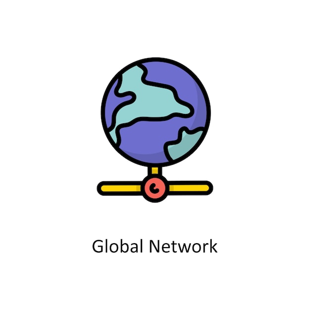 Wereldwijde netwerk Vector gevulde omtrek pictogram ontwerp illustratie