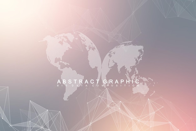 Wereldwijde netwerkverbinding. Netwerk en big data visualisatie achtergrond. Futuristische wereldwijde business. Vectorillustratie.