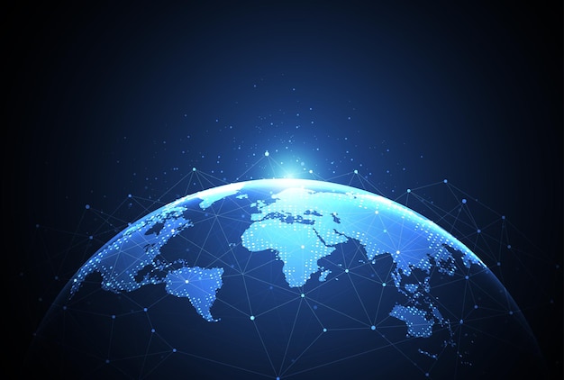 Wereldwijde netwerkverbinding Wereldkaart punt en lijn samenstelling concept van wereldwijde business vectorillustratie