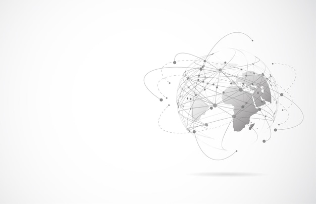 Wereldwijde netwerkverbinding wereldkaart punt- en lijncompositie concept van wereldwijd zakendoen