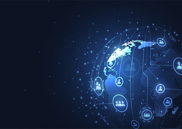 Wereldwijde netwerkverbinding. wereldkaartpunt