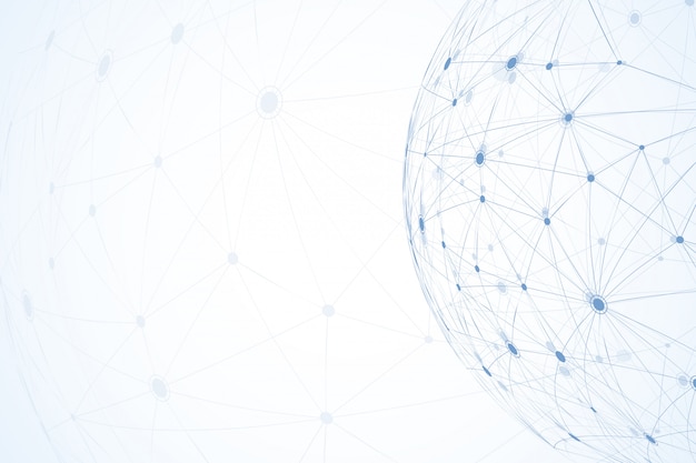 Wereldwijde netwerkverbindingen met punten en lijnen. wireframe achtergrond. abstracte verbindingsstructuur. veelhoekige ruimte achtergrond.