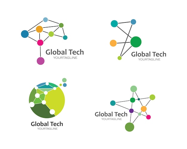 Wereldwijde technologie logo pictogram vector illustratie ontwerpsjabloon