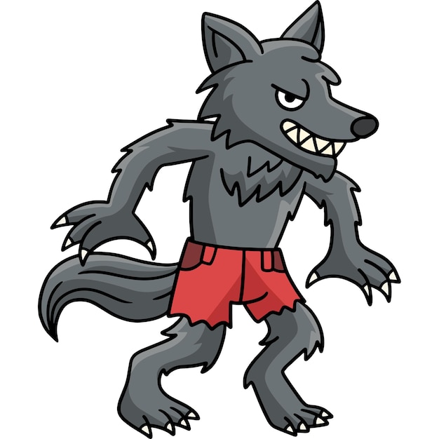 Vector werewolf halloween cartoon colored clipart