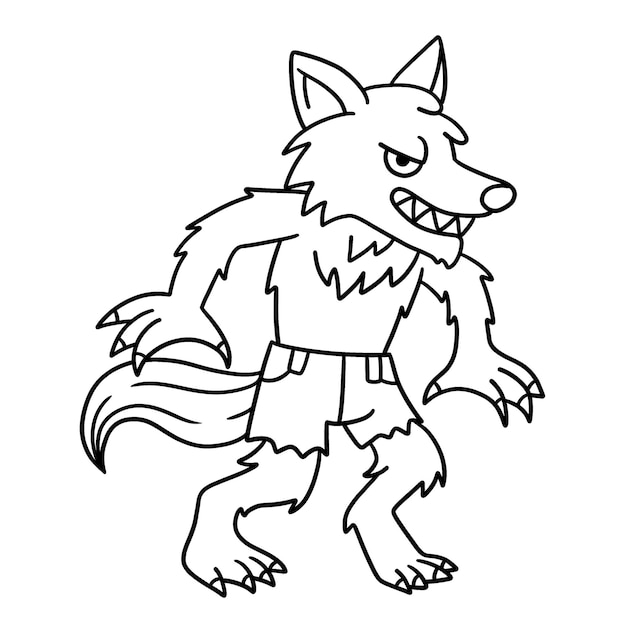 Werewolf Halloween Isolated Coloring Page