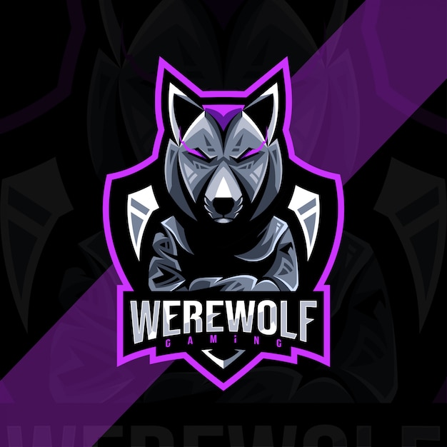 Modello di esport logo mascotte lupo mannaro