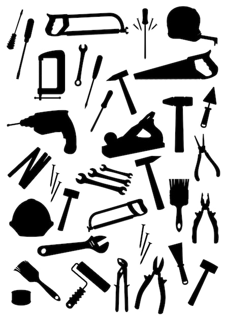 Werk tools geïsoleerde vector iconen set