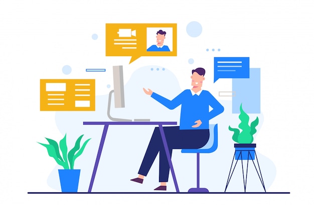 werk vanuit huis concept illustratie voor bestemmingspagina sjabloon