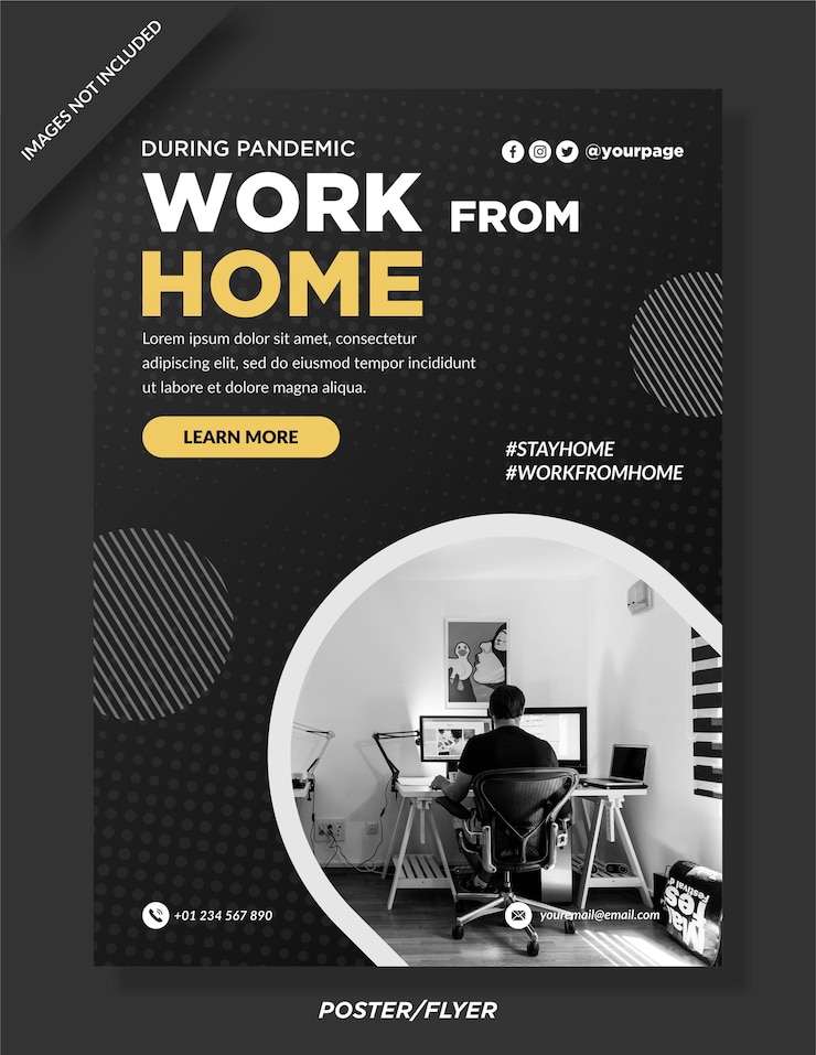 Vector werk vanuit huis posterontwerp premium