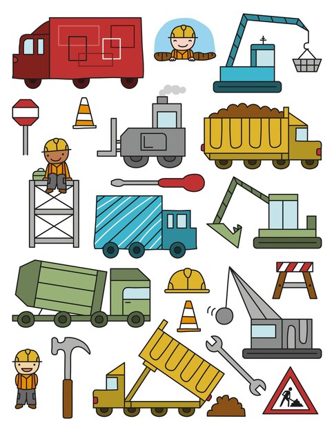 Werk verkeer vector illustratie set