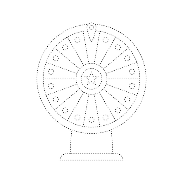 Vector werkblad fortuinwiel traceren voor kinderen