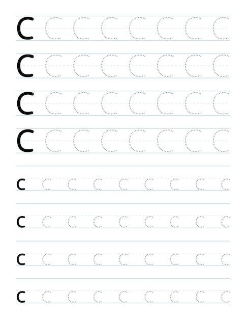 Werkblad letter c traceren voor kinderen