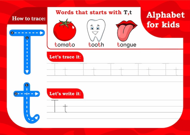 werkblad Letter T Oefenen met alfabetten Letter T Letter T hoofdletters en kleine letters