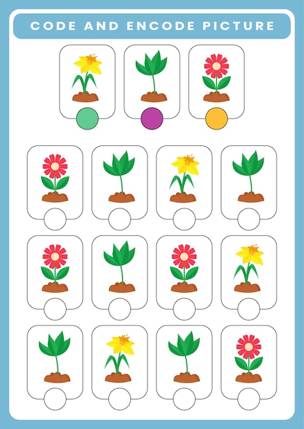 Werkblad met afbeeldingen decoderen en coderen voor kinderen