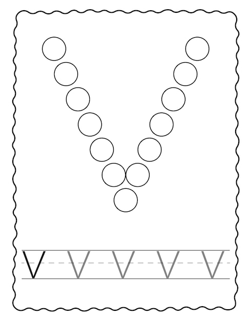 Werkblad voor het overtrekken van het alfabet met stippen kleurplaten