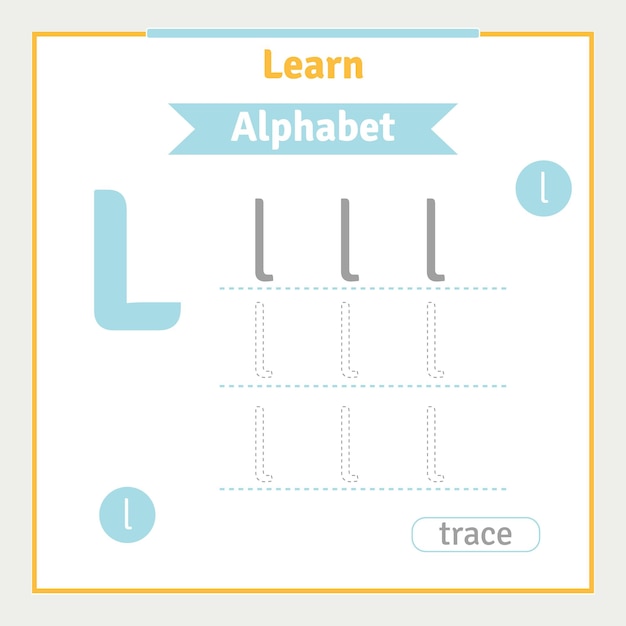 Werkblad voor het traceren van alfabetletters voor kinderen voorschoolse illustratie leeractiviteit voor de kleuterschool