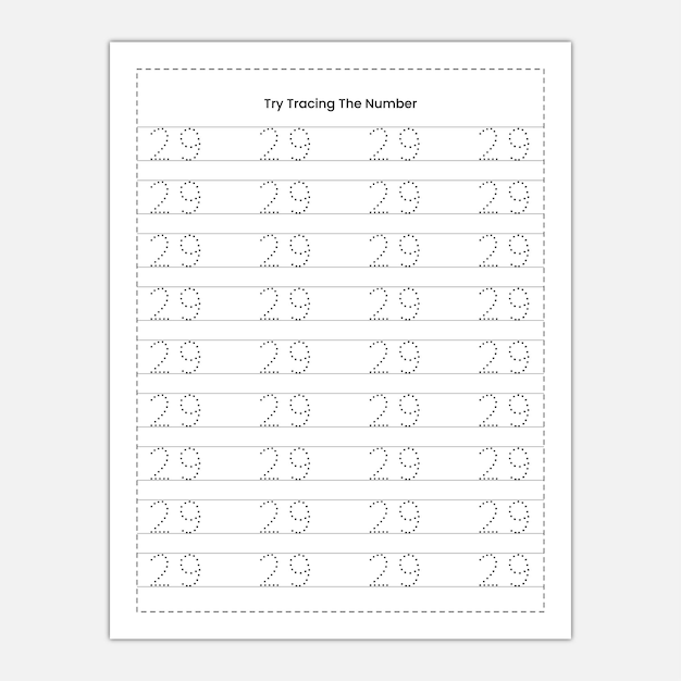 Werkblad voor het traceren van cijfers en het traceren van cijferwoorden voor kinderen in de kleuterklas