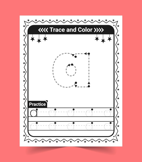 Vector werkblad voor het traceren van engelse letters in kleine letters voor kinderen